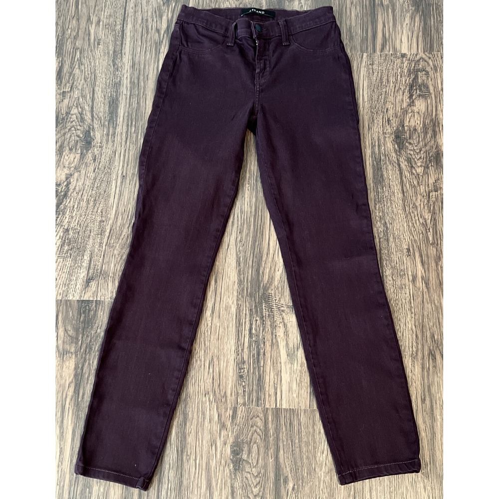 J Brand Super Skinny Jeans Size 26 Mid Rise Dark Plum Stretch Denim Women's Jean